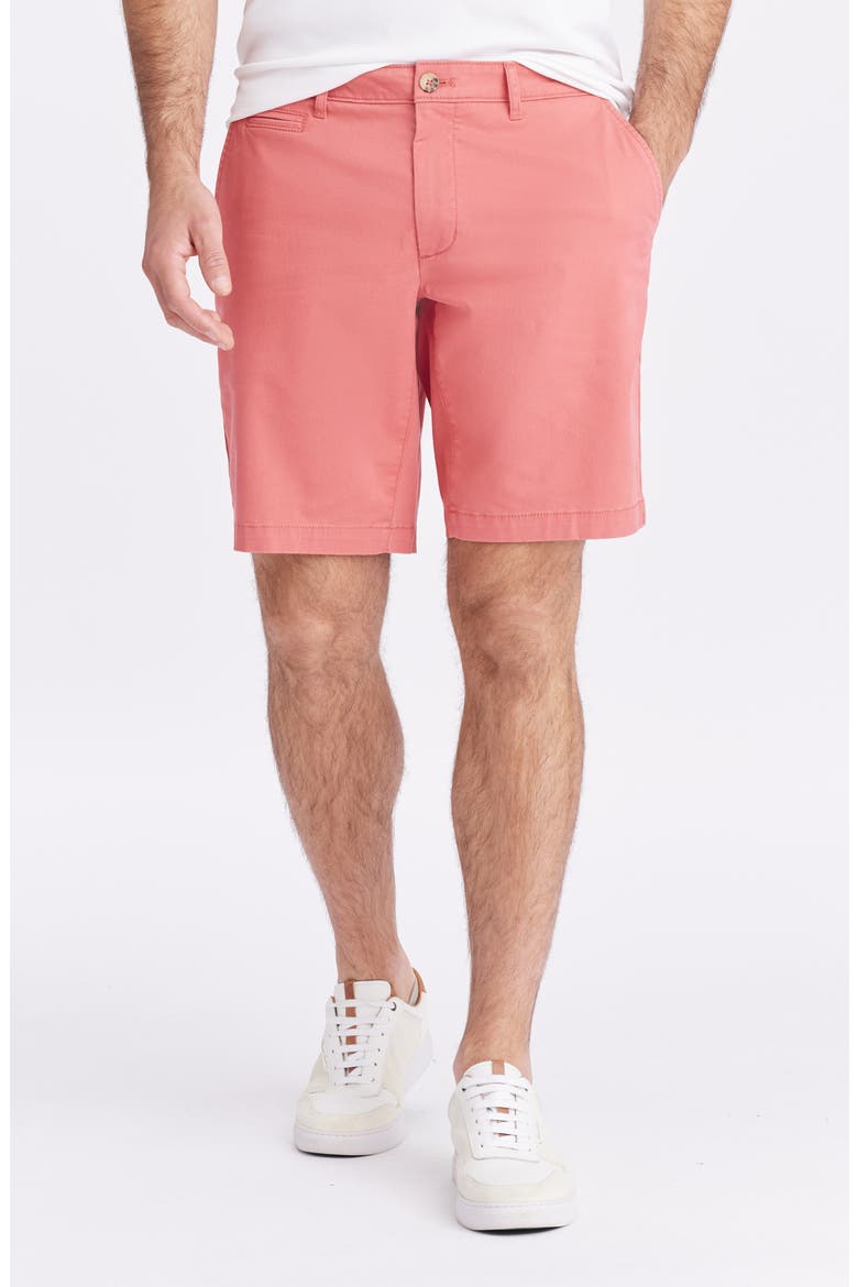Brightside Flat Front Stretch Cotton Chino Shorts, Main, color, HOLLY BERRY