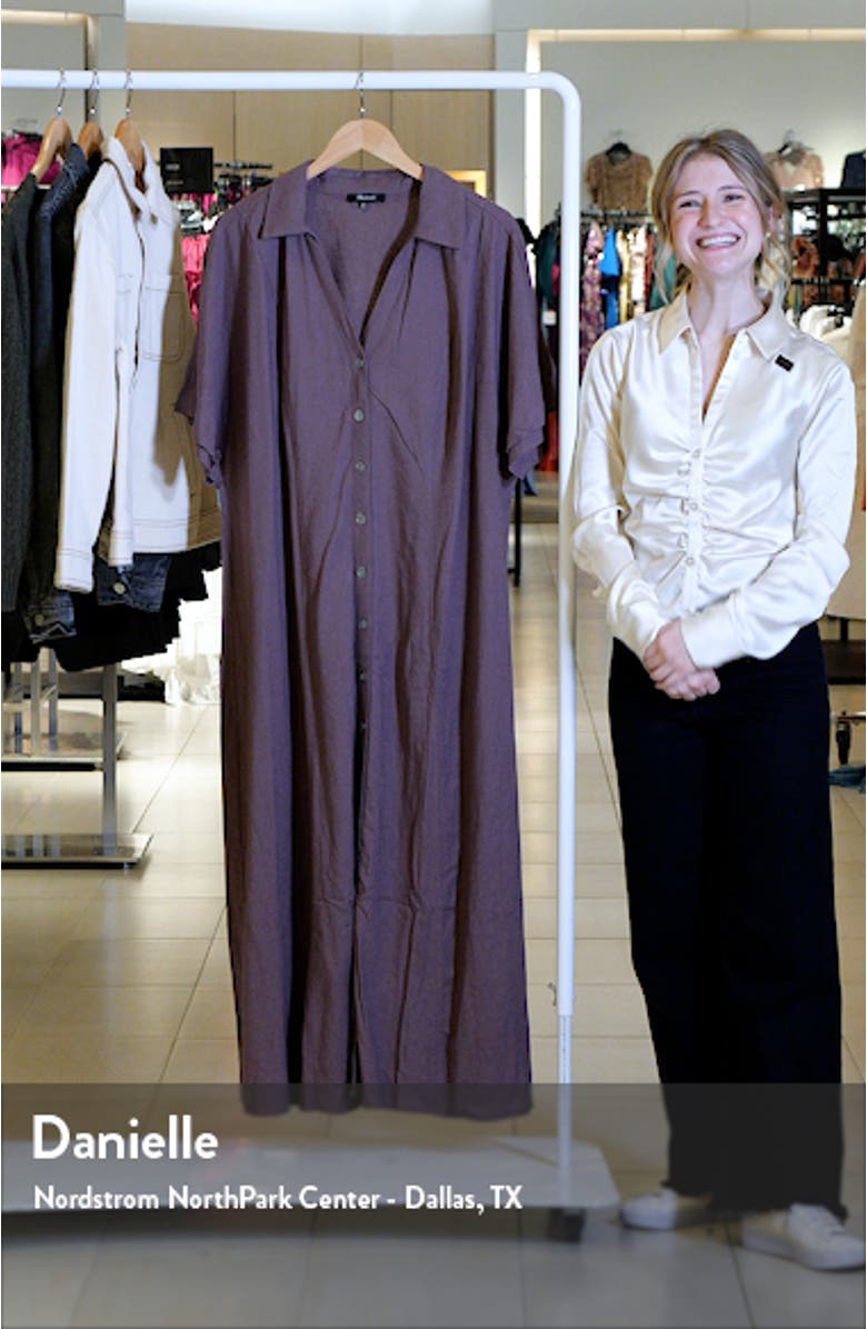 Short Sleeve Button-Up Midi Shirtdress, sales video thumbnail