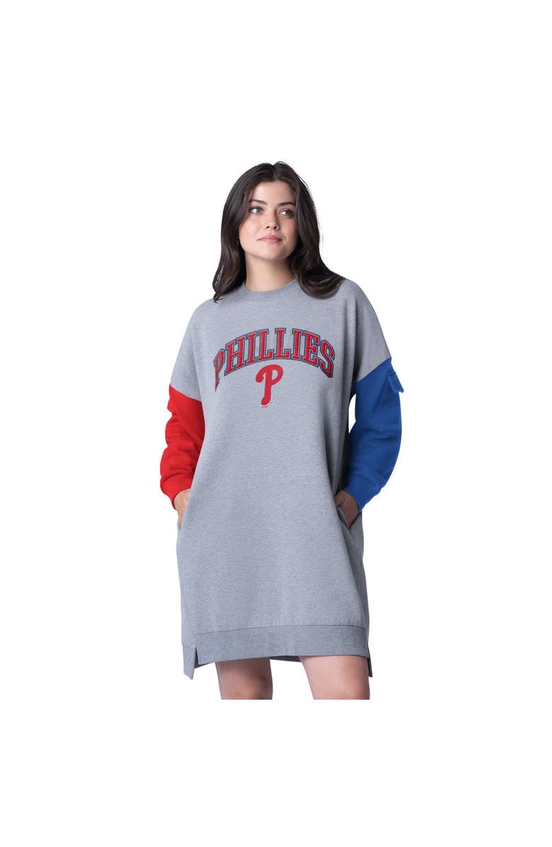 G-III 4HER BY CARL BANKS Women's G-III 4Her by Carl Banks Heather Gray Philadelphia Phillies Free Ball Long Sleeve Sneaker Dress, Alternate, color, 