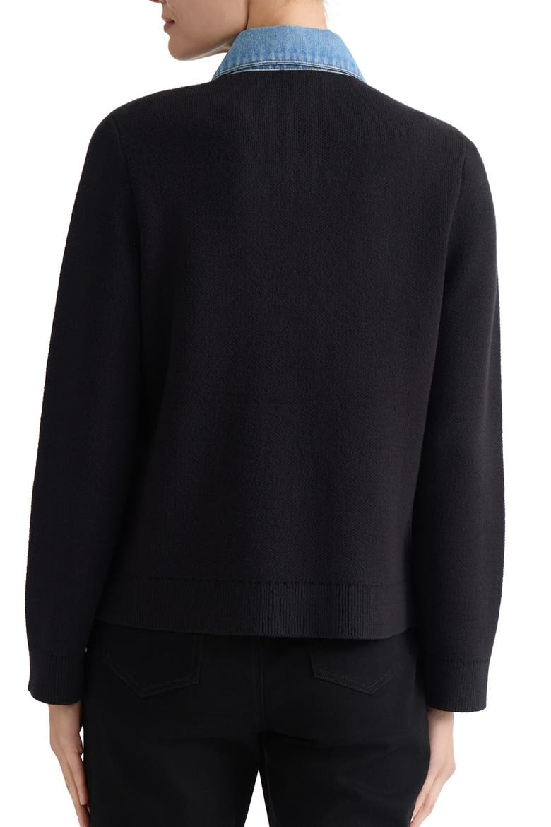 Denim Collar Cardigan, Alternate, color, JONES BLACK