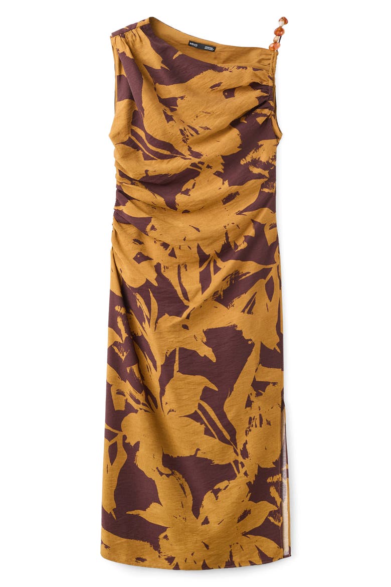 Print Asymmetric Maxi Dress, Main, color, OCHRE