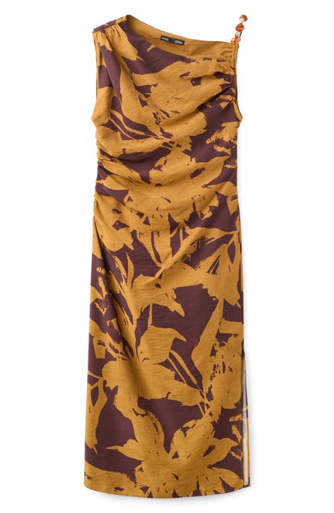 Print Asymmetric Maxi Dress