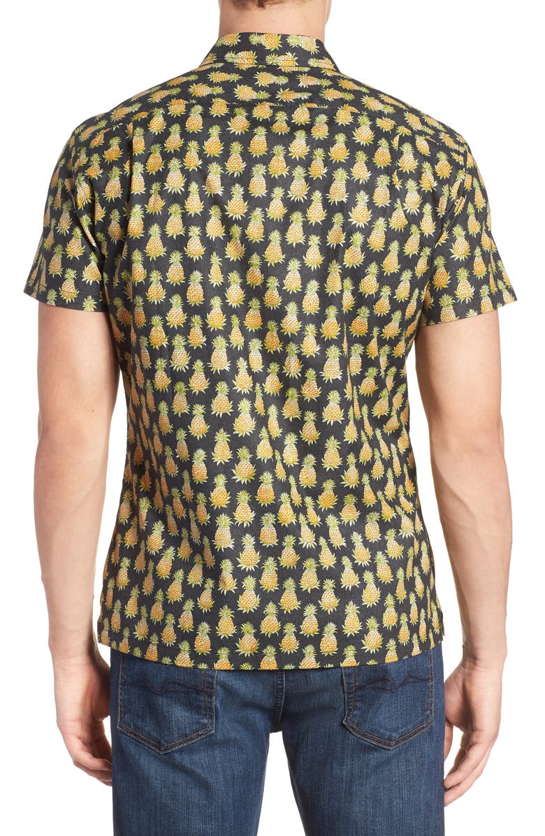 Tori Richard Pineaplism Trim Fit Camp Shirt, Alternate, color, 