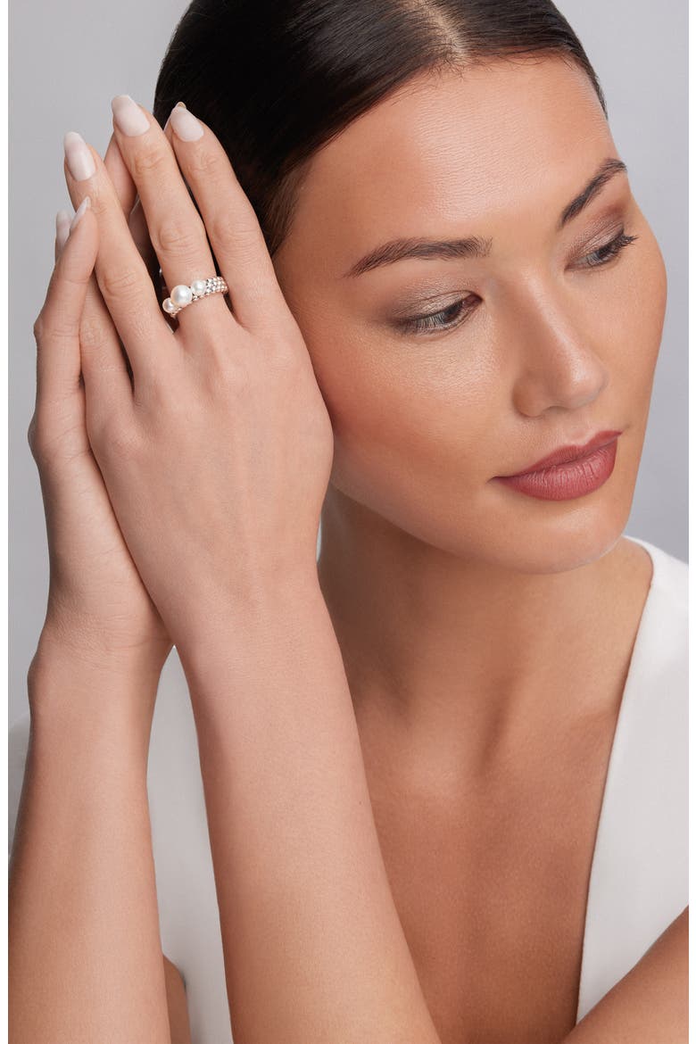 Luna Pearl Caviar Band Ring, Alternate, color, SILVER/ PEARL