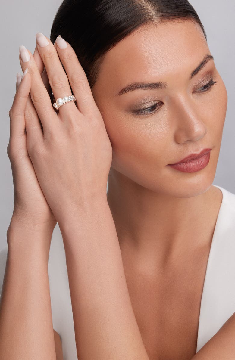 LAGOS Luna Pearl Caviar Band Ring, Alternate, color, Silver/ Pearl