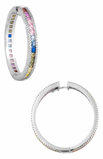 Rainbow Crystal Hoop Earrings