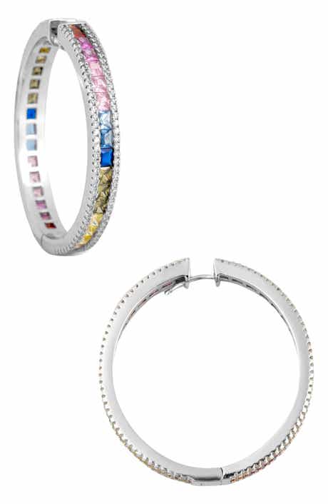 Rainbow Crystal Hoop Earrings
