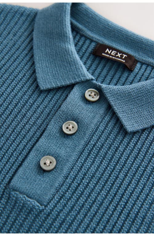 Next Kids' Rib Cotton Polo Sweater In Blue