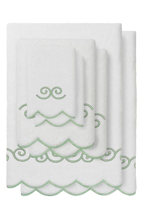 6-Piece Symmetra Embroidered Turkish Cotton Towel Set