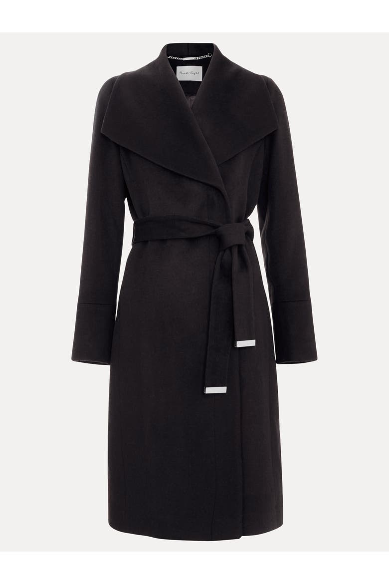 Nicci Belted Wool Coat, Alternate, color, Black