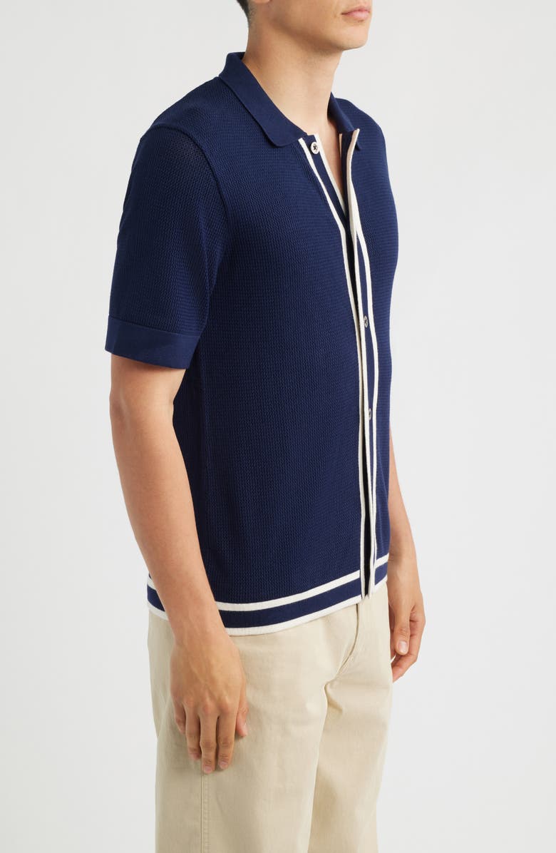 CHÉ Jorge Stripe Placket Polo, Alternate, color, Navy-12