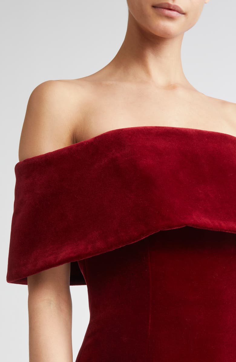 Emilia Wickstead Carita Off the Shoulder Velvet Gown, Alternate, color, Burgundy