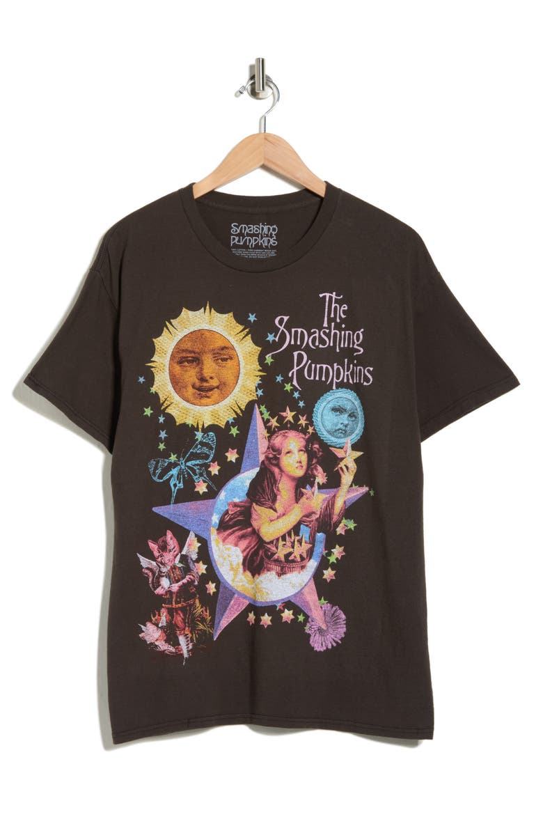 Merch Traffic The Smashing Pumpkins Celestial Graphic T-Shirt, Alternate, color, Black Pigment Dye