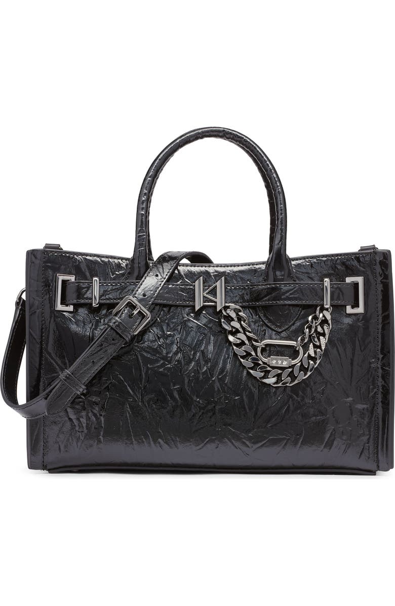 KARL LAGERFELD PARIS Cerise Leather Satchel, Main, color,