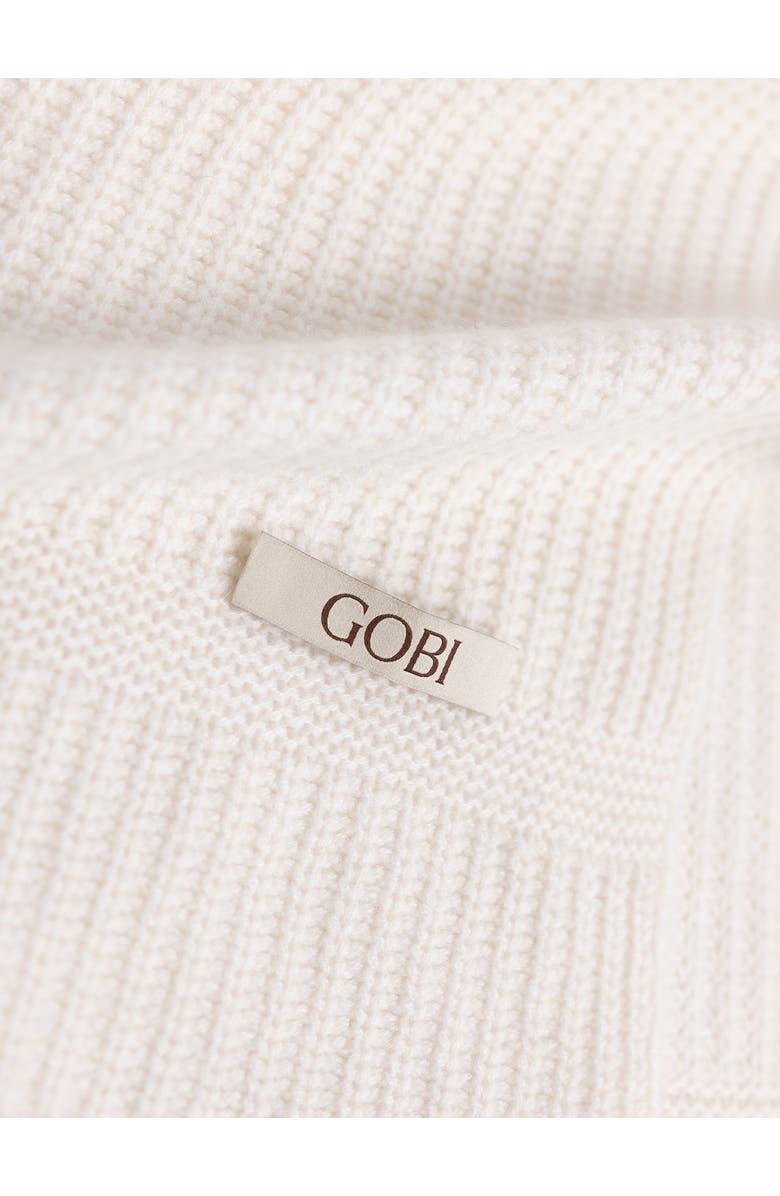 Gobi Cashmere Wide Rib Knit Scarf, Alternate, color, White