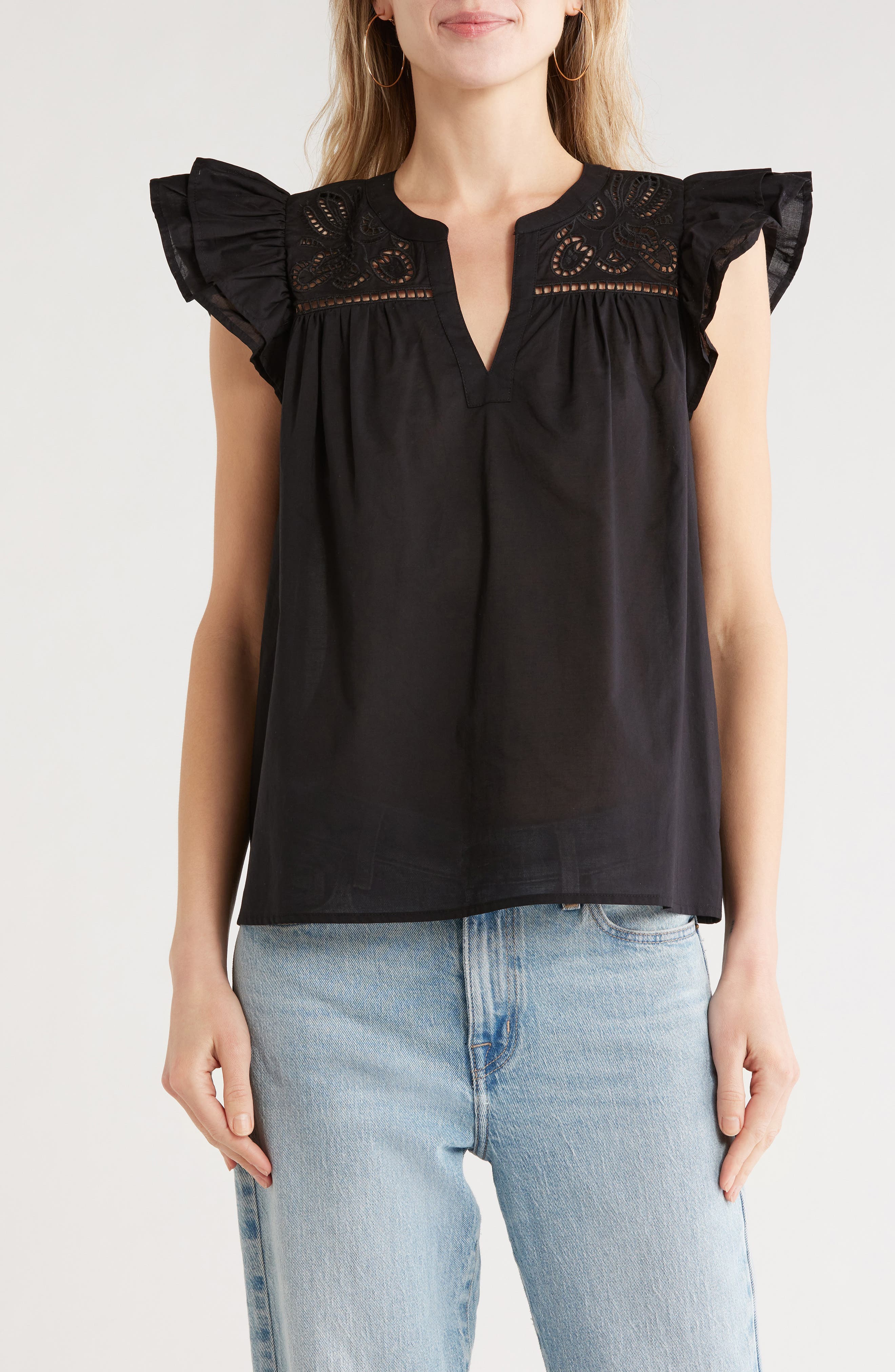 Melrose and Market Short Sleeve Eyelet Top