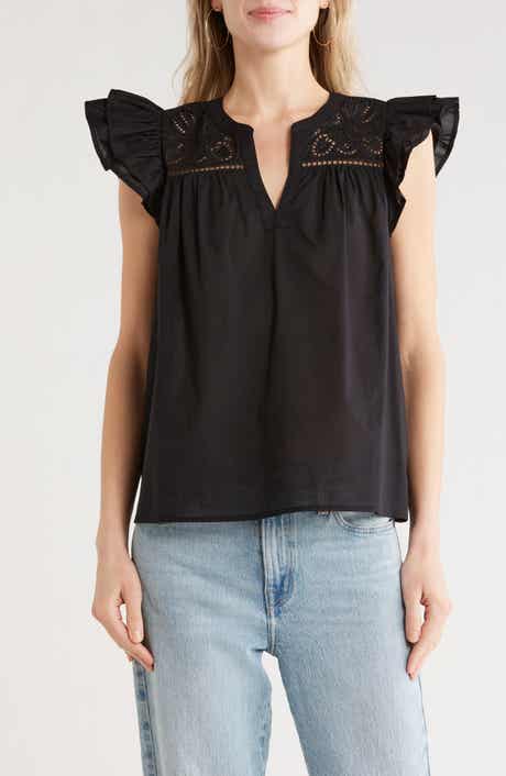 Melrose and Market Short Sleeve Eyelet Top