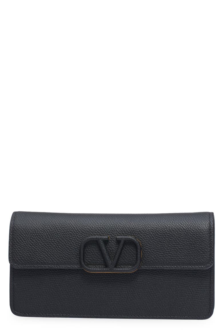 VLOGO Signature Leather Wallet on a Chain, Main, color, NERO
