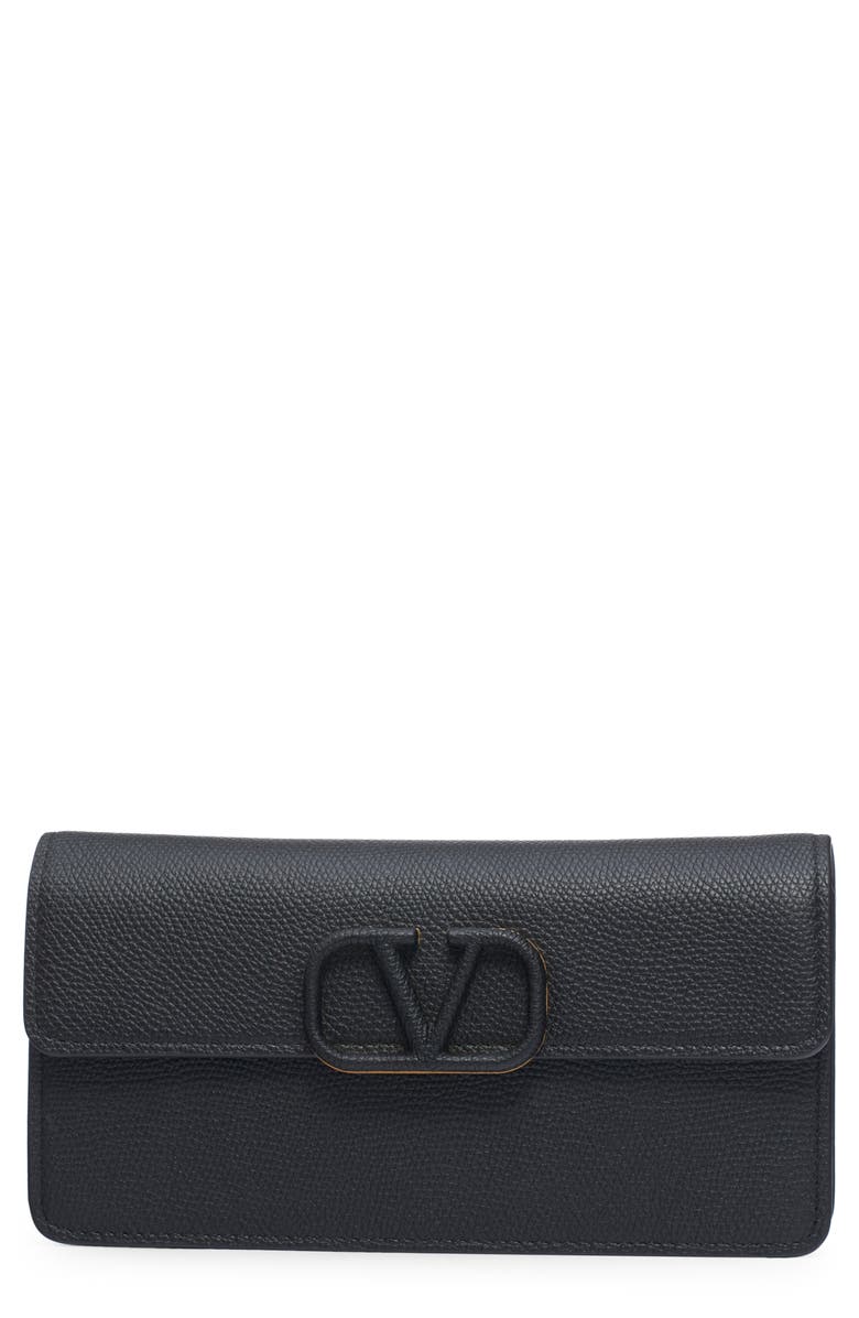 Valentino Garavani VLOGO Signature Leather Wallet on a Chain, Main, color, Nero