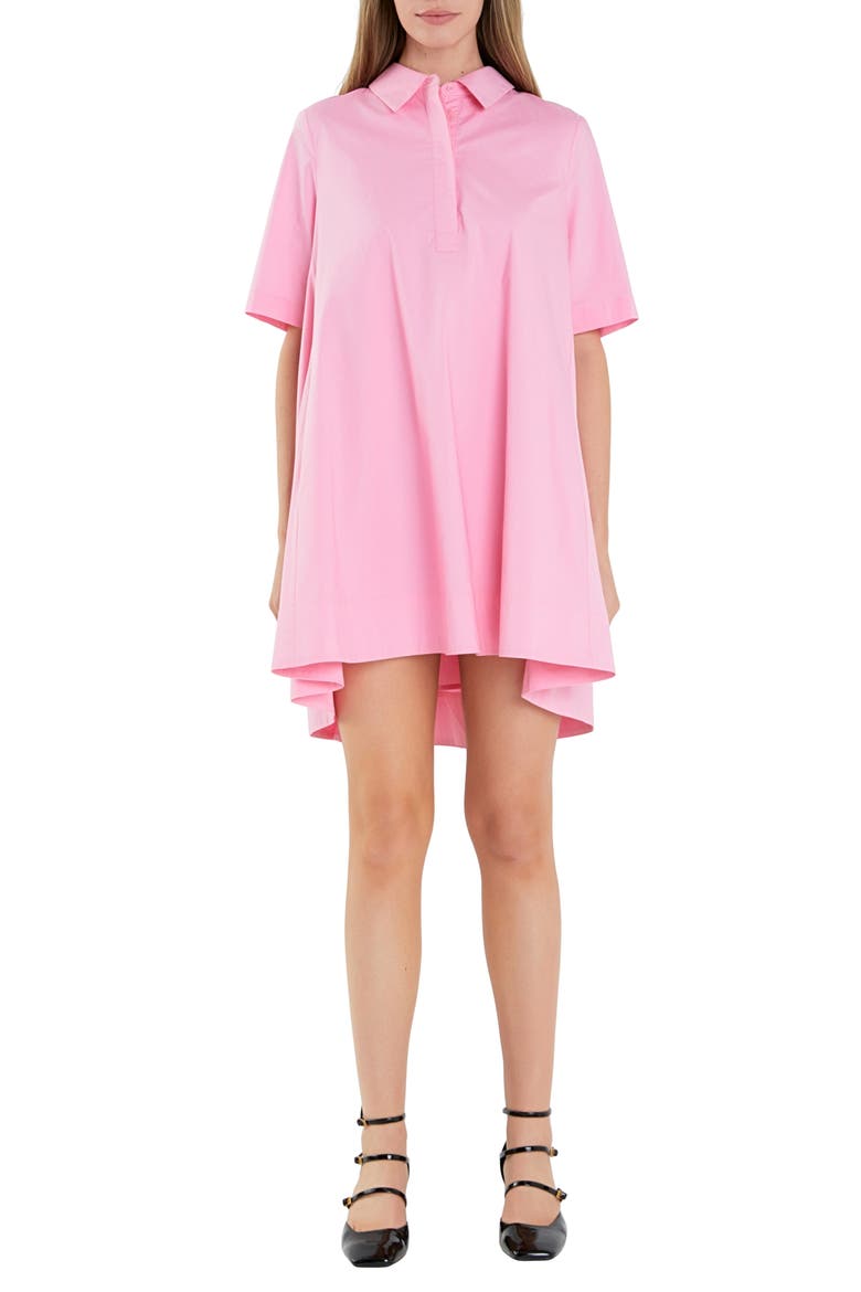 Trapeze Cotton Shirtdress, Main, color, PINK