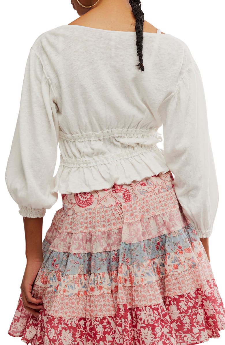 Free People Let's Go Tie Front Linen & Cotton Top, Alternate, color, Ivory