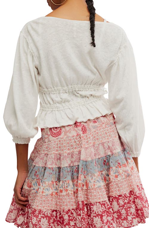 Free People Let's Go Tie Front Linen & Cotton Top