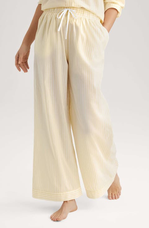 Stripe High Waist Woven Sleep Pants