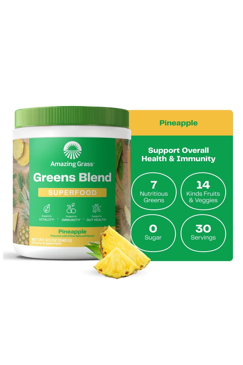 Greens Blend Superfood Pineapple Powder Mix, Main, color, None