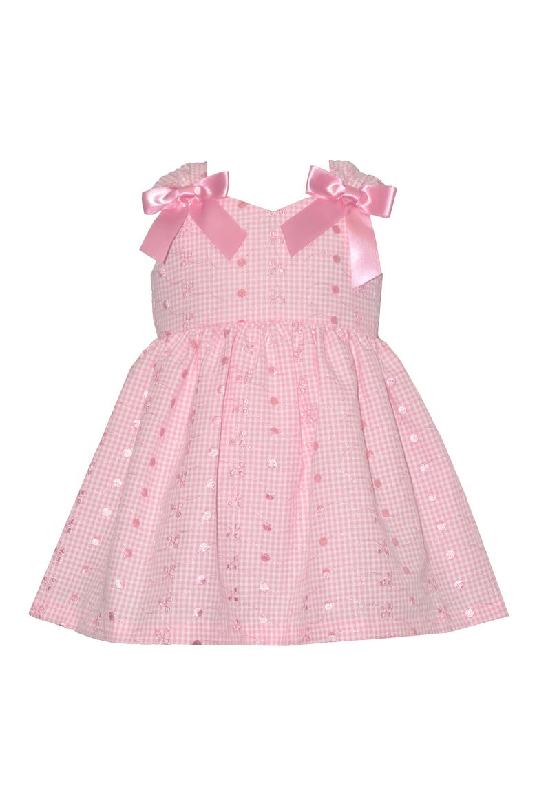 Eyelet Bow Shoulder Dress, Main, color, PINK