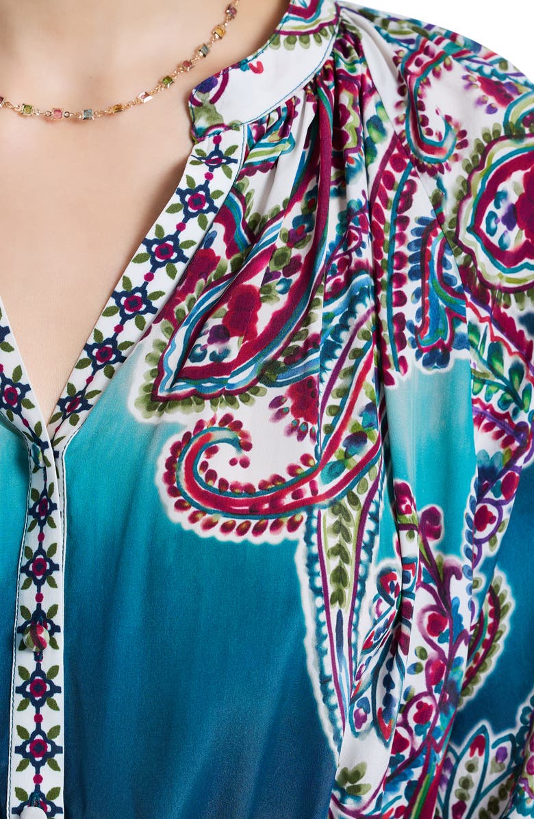 Robert Graham Sydney Paisley Long Sleeve Tiered Shirtdress, Alternate, color, Blue Multi