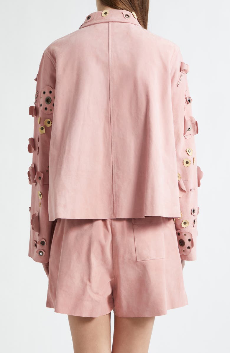 Marni Floral Appliqué Suede Cargo Jacket, Alternate, color, 00C20quartz