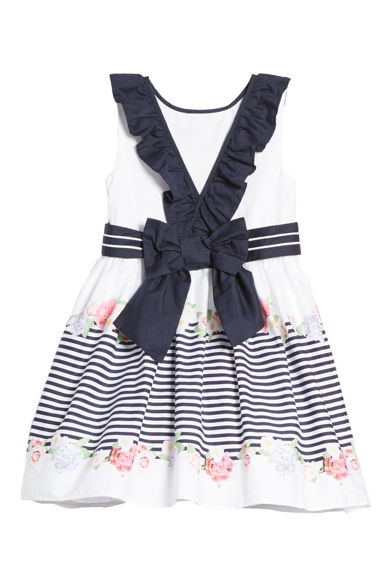Sleeveless Print Dress, Alternate, color, WHITE/NAVY