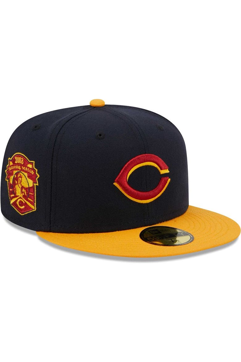 Men's New Era Navy/Gold Cincinnati Reds Primary Logo 59FIFTY Fitted Hat, Main, color, Navy