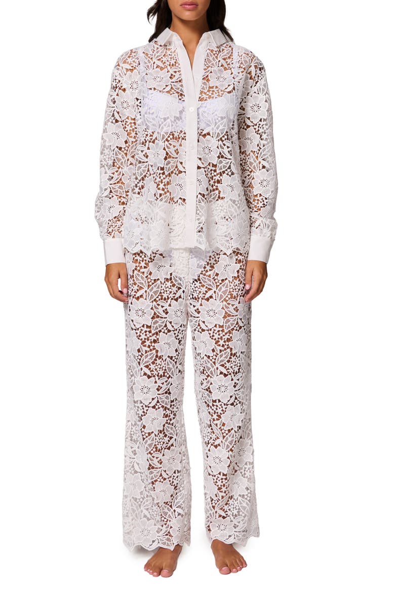 Louison Sheer Lace Pants, Main, color, WHITE