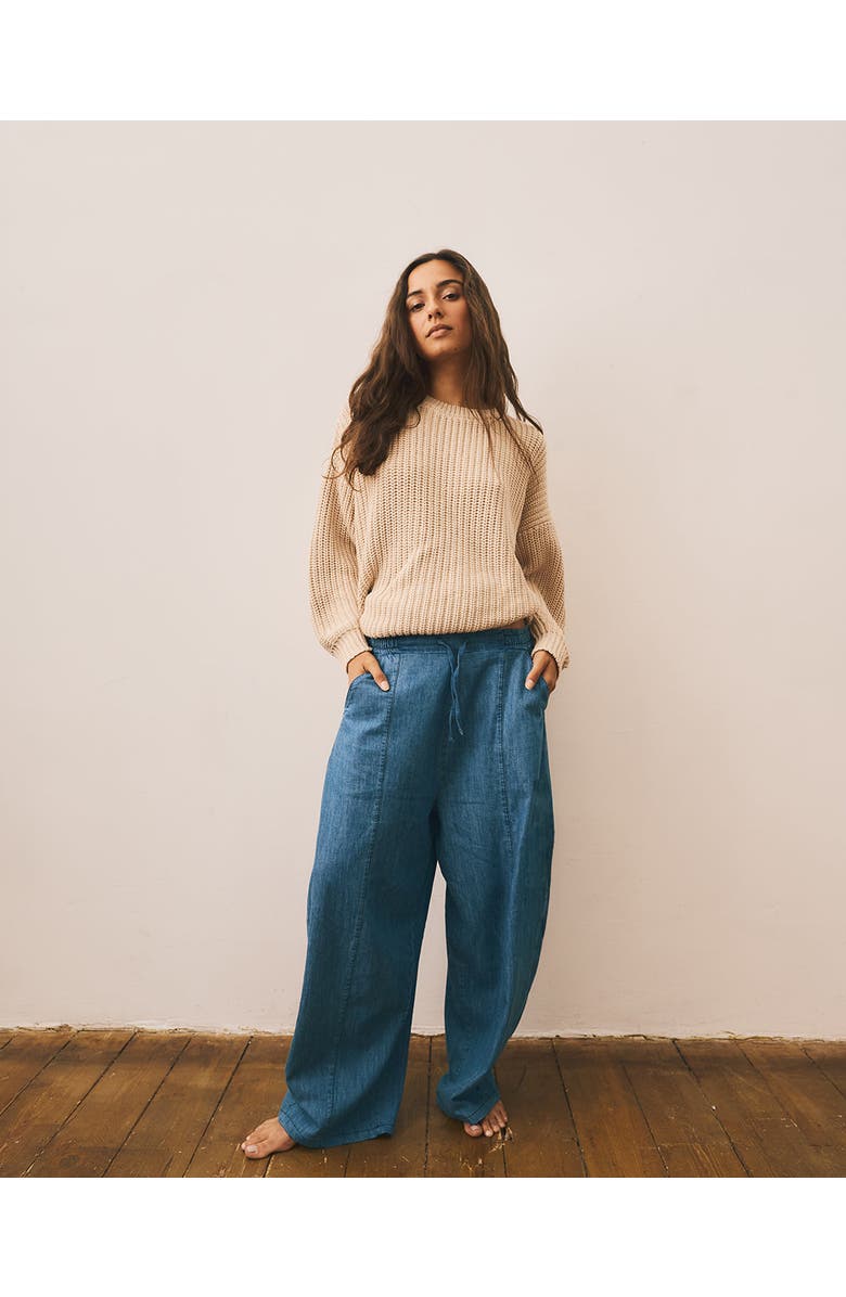 The Simple Folk The Chambray Denim Trouser, Main, color, Mid Denim