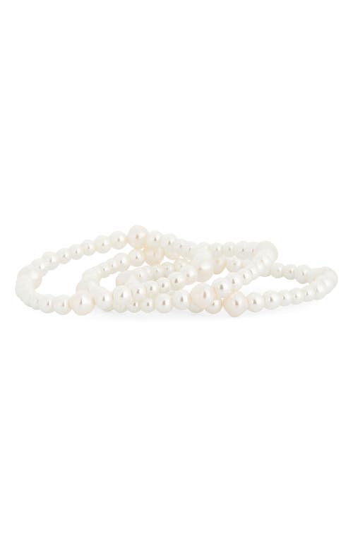 Shop Nordstrom Rack Set Of 3 Faux Pearl Stretch Bracelets In White