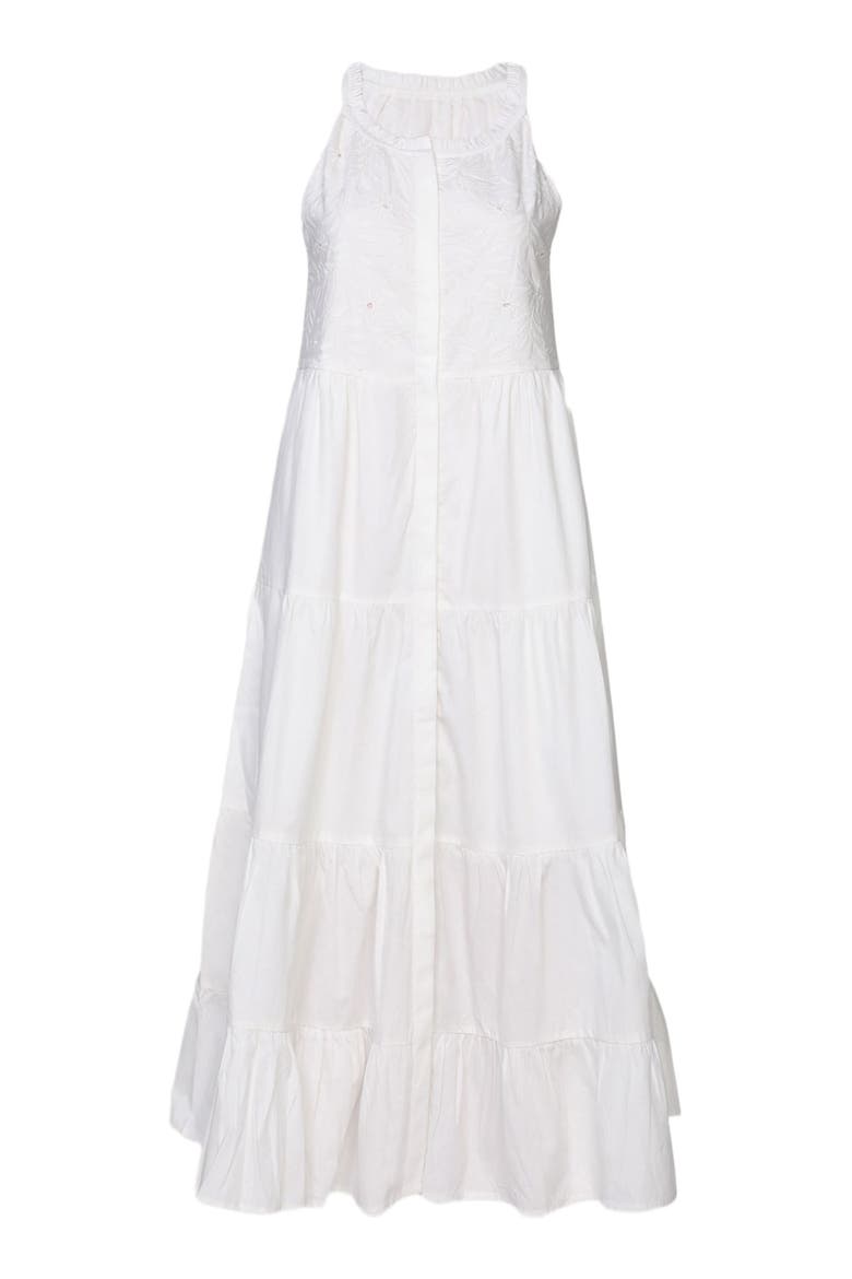 Embroidered Tiered Maxi Dress, Alternate, color, White Floral