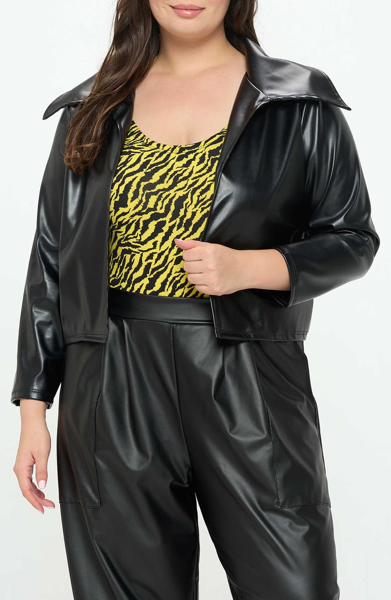L I V D Ryder Faux Leather Crop Jacket, Main, color, Black