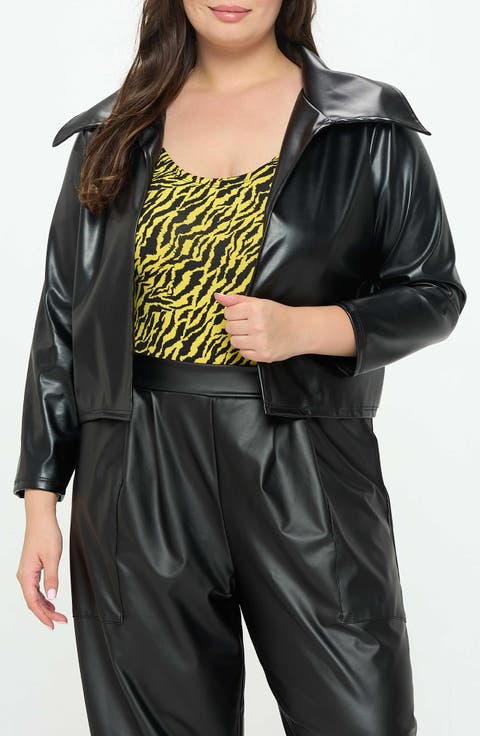 Ryder Faux Leather Crop Jacket (Plus)