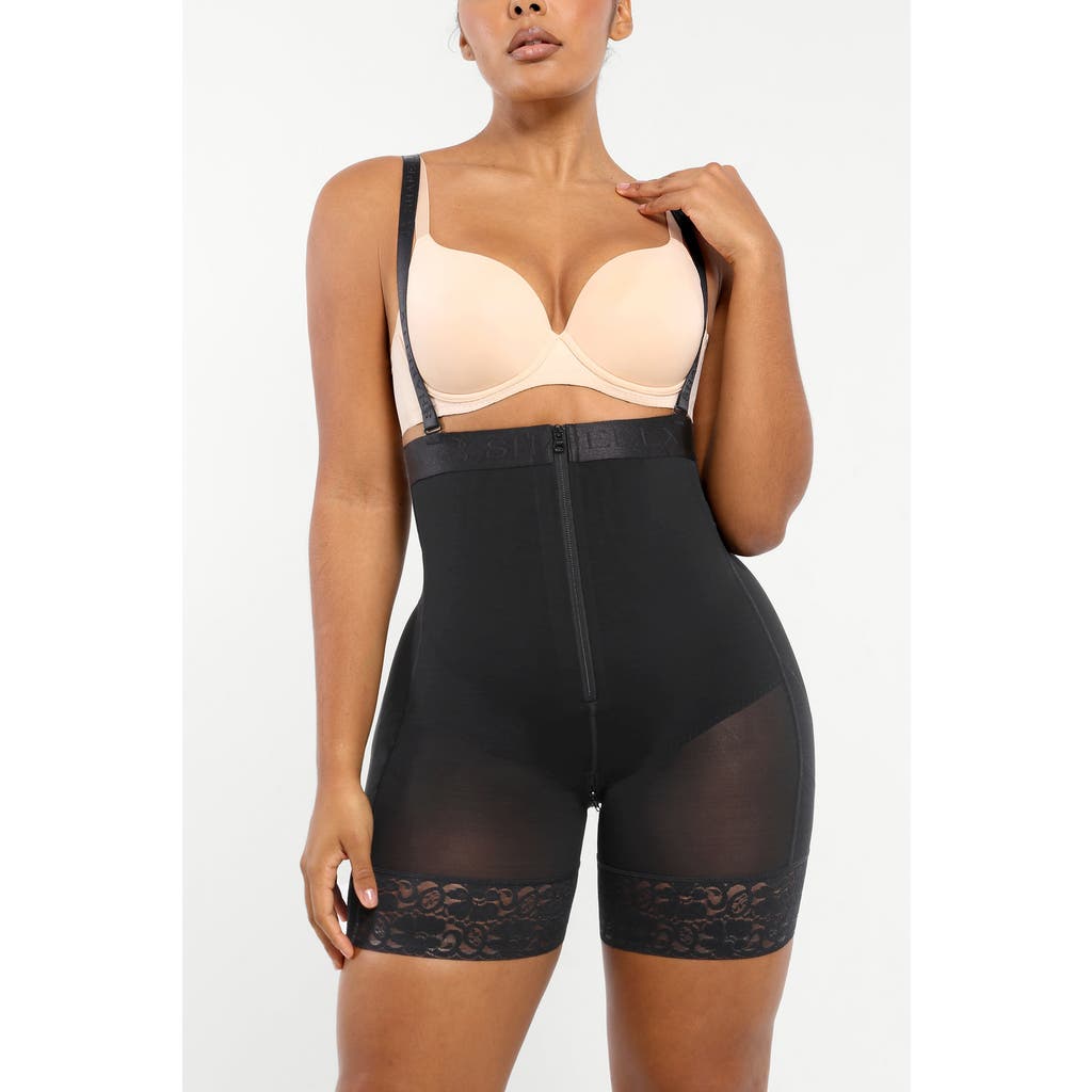 Shapellx Firm Tummy Compression Bodysuit Shaper With Butt Lifter In Jet Black