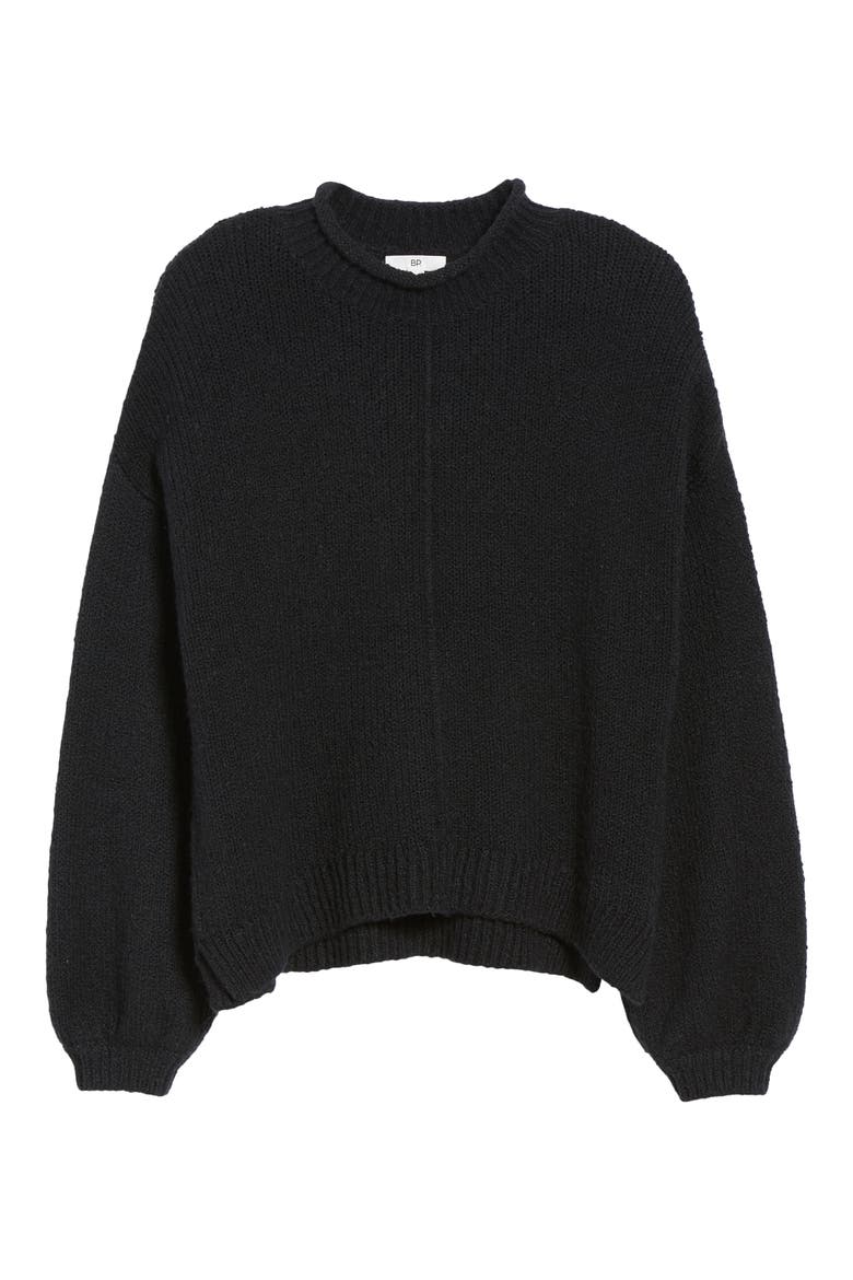 Balloon Sleeve Sweater, Alternate, color, BLACK