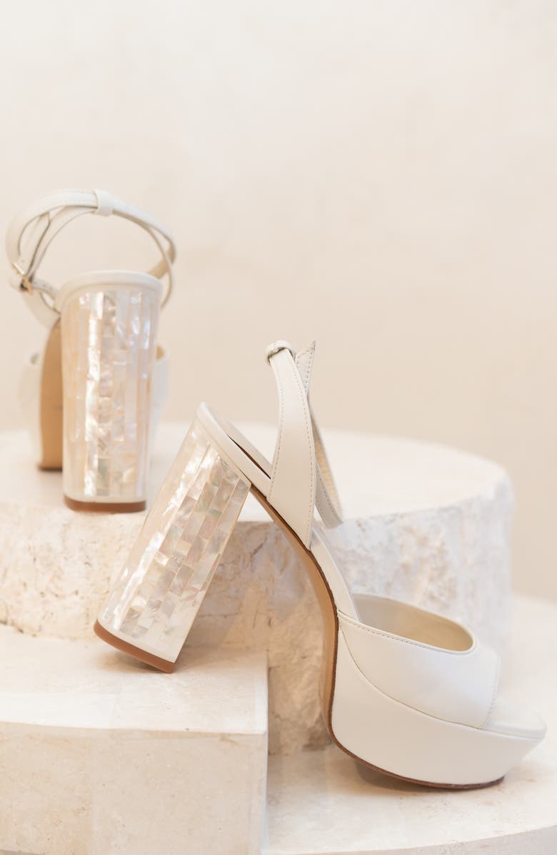 Freya Rose Margot Ankle Strap Pearl Platform Heel Sandal, Alternate, color, Ivory