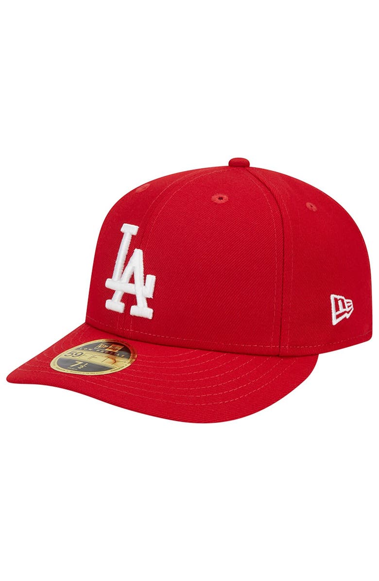 New Era Men's New Era Scarlet Los Angeles Dodgers Low Profile 59FIFTY Fitted Hat, Main, color,