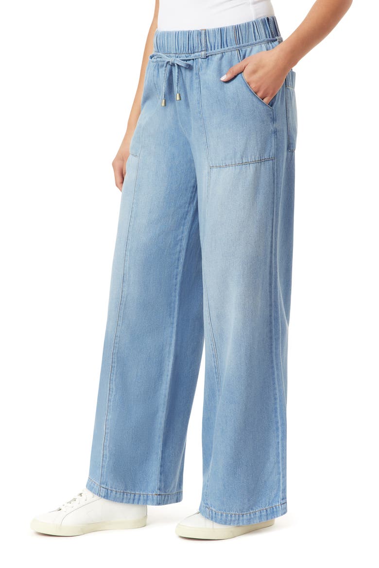 Drapey High Waist Tie Wide Leg Jeans, Alternate, color, BRISBANE