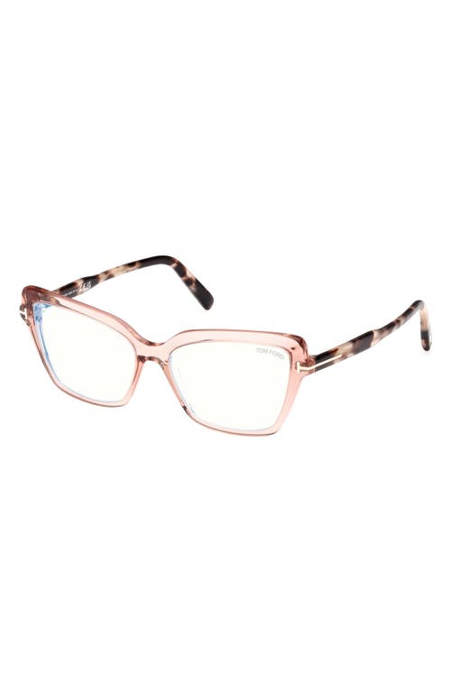 Tom Ford 55mm Cat Eye Blue Light Blocking Optical Glasses In Pink