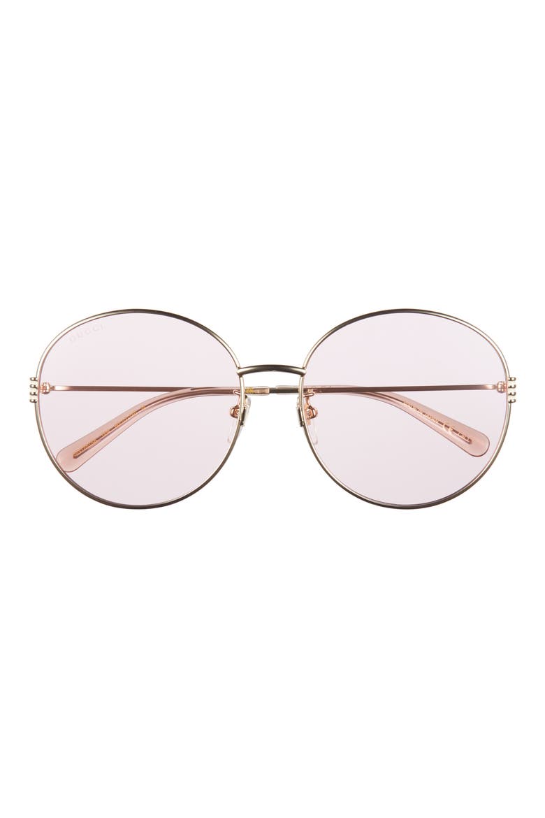 60mm Round Sunglasses, Main, color, GOLD GOLD PINK