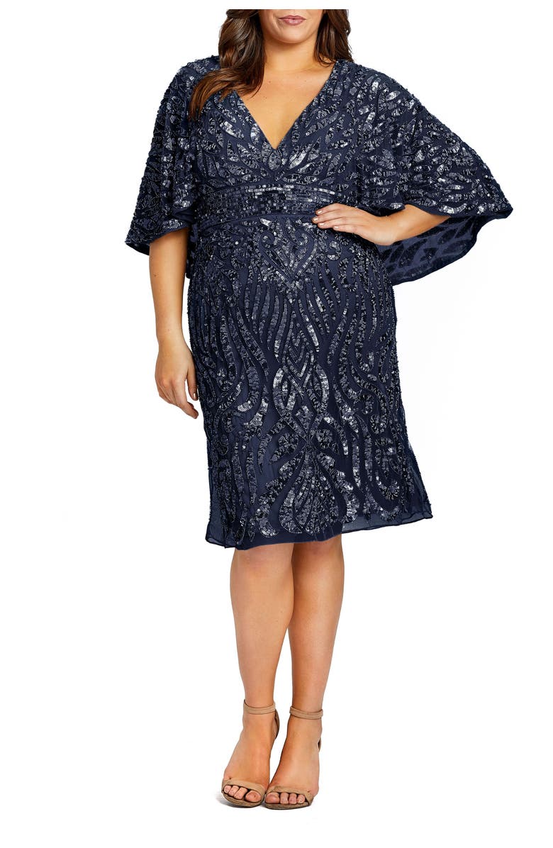 Mac Duggal Embellished Cape Sleeve Cocktail Dress, Main, color, 