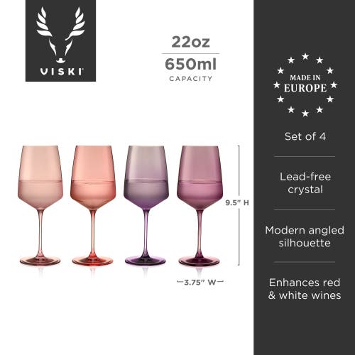 Viski Reserve Nouveau Crystal Wine Glasses Set Of 4 In Multi