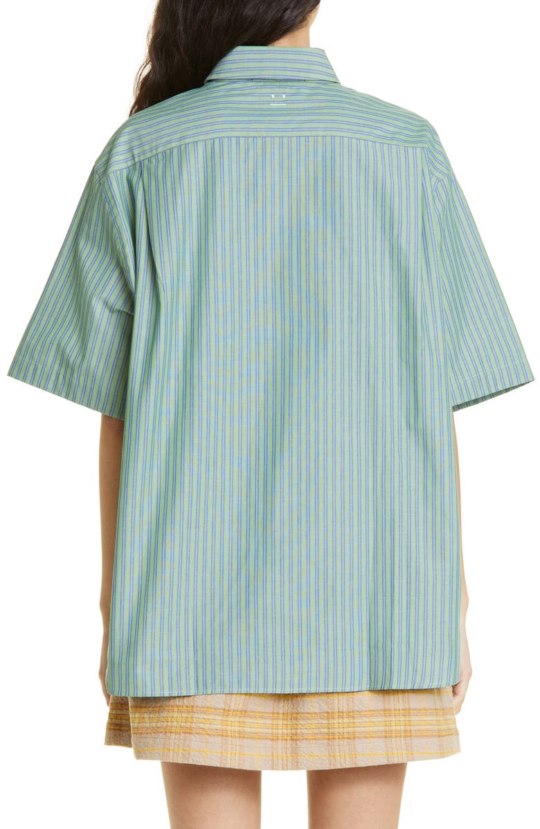 Acne Studios Sarlie Stripe Short Sleeve Cotton Button-Up Shirt, Alternate, color, 