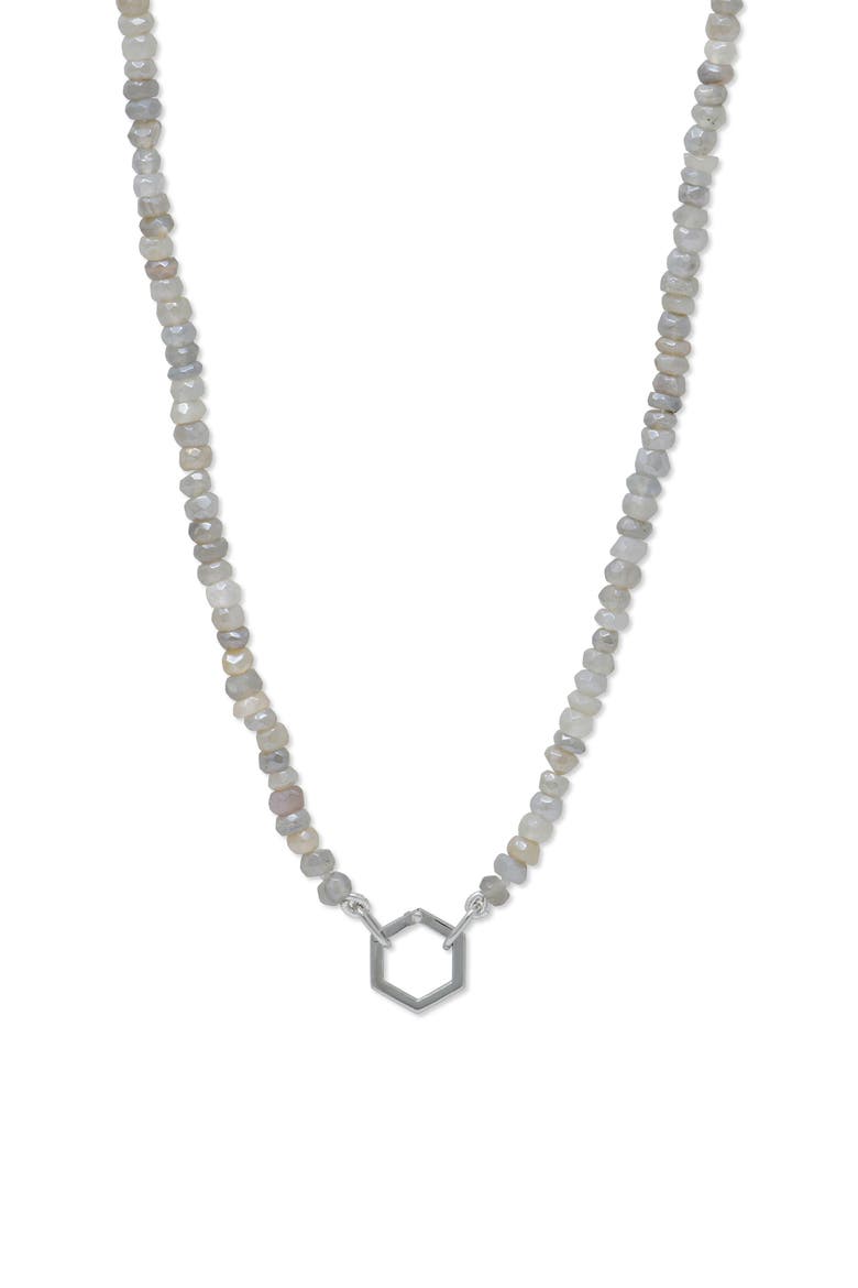 Boheme Mystic Moonstone Necklace with Hexagon Story Catcher, Main, color, SILVER/ GREY MOONSTONE